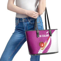 New Zealand Cricket Leather Tote Bag Kiwi Birds Haka Dance Pink Fern Sporty Style