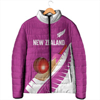 Custom New Zealand Cricket Padded Jacket Kiwi Birds Haka Dance Pink Fern Sporty Style