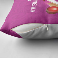 New Zealand Cricket Pillow Cover Kiwi Birds Haka Dance Pink Fern Sporty Style