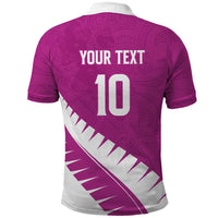 Custom New Zealand Cricket Polo Shirt Kiwi Birds Haka Dance Pink Fern Sporty Style