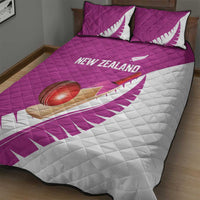 New Zealand Cricket Quilt Bed Set Kiwi Birds Haka Dance Pink Fern Sporty Style
