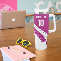 Custom New Zealand Cricket Tumbler With Handle Kiwi Birds Haka Dance Pink Fern Sporty Style LT03 - Polynesian Pride