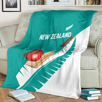 New Zealand Cricket Blanket Kiwi Birds Haka Dance Turquoise Fern Sporty Style