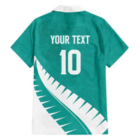 Custom New Zealand Cricket Hawaiian Shirt Kiwi Birds Haka Dance Turquoise Fern Sporty Style