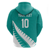 Custom New Zealand Cricket Hoodie Kiwi Birds Haka Dance Turquoise Fern Sporty Style
