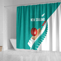 New Zealand Cricket Shower Curtain Kiwi Birds Haka Dance Turquoise Fern Sporty Style