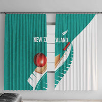 New Zealand Cricket Window Curtain Kiwi Birds Haka Dance Turquoise Fern Sporty Style