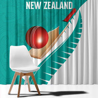 New Zealand Cricket Window Curtain Kiwi Birds Haka Dance Turquoise Fern Sporty Style