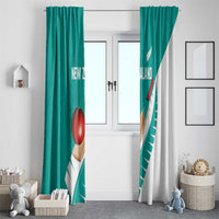 New Zealand Cricket Window Curtain Kiwi Birds Haka Dance Turquoise Fern Sporty Style