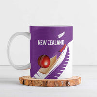 Custom New Zealand Cricket Ceramic Mug Kiwi Birds Haka Dance Purple Fern Sporty Style