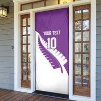Custom New Zealand Cricket Door Cover Kiwi Birds Haka Dance Purple Fern Sporty Style
