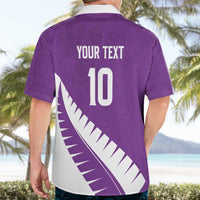 Custom New Zealand Cricket Hawaiian Shirt Kiwi Birds Haka Dance Purple Fern Sporty Style