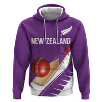 Custom New Zealand Cricket Hoodie Kiwi Birds Haka Dance Purple Fern Sporty Style