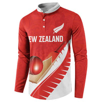 Custom New Zealand Cricket Button Sweatshirt Kiwi Birds Haka Dance Red Fern Sporty Style