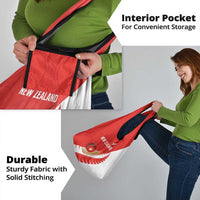 New Zealand Cricket Grocery Bag Kiwi Birds Haka Dance Red Fern Sporty Style