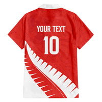 Custom New Zealand Cricket Hawaiian Shirt Kiwi Birds Haka Dance Red Fern Sporty Style