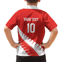 Custom New Zealand Cricket Hawaiian Shirt Kiwi Birds Haka Dance Red Fern Sporty Style