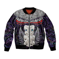New Zealand Hei Tiki Bomber Jacket Maori Purple Papua Shell Pattern LT03 Unisex Purple - Polynesian Pride