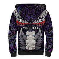 New Zealand Hei Tiki Sherpa Hoodie Maori Purple Papua Shell Pattern LT03 - Polynesian Pride