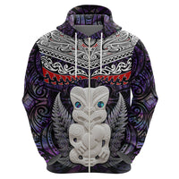 New Zealand Hei Tiki Zip Hoodie Maori Purple Papua Shell Pattern LT03 - Polynesian Pride