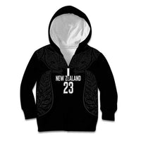New Zealand Basketball Ta Moko Tribal Custom Kid Hoodie LT03 Zip Hoodie Black - Polynesian Pride