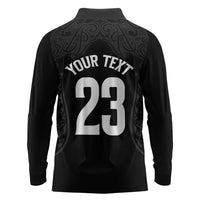 New Zealand Basketball Ta Moko Tribal Custom Long Sleeve Polo Shirt LT03 - Polynesian Pride
