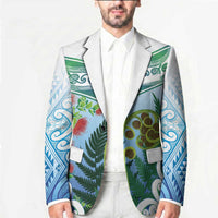 Aotearoa New Zealand Natural Plants Blazer Pohutukawa with Silver Ferns Koru Frond Maori Tattoos LT03 - Polynesian Pride