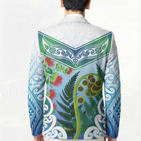 Aotearoa New Zealand Natural Plants Blazer Pohutukawa with Silver Ferns Koru Frond Maori Tattoos LT03 - Polynesian Pride