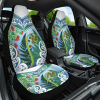 Aotearoa New Zealand Natural Plants Car Seat Cover Pohutukawa with Silver Ferns Koru Frond Maori Tattoos