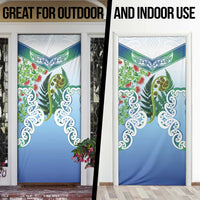Aotearoa New Zealand Natural Plants Door Cover Pohutukawa with Silver Ferns Koru Frond Maori Tattoos