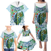 Aotearoa New Zealand Natural Plants Family Matching Puletasi and Hawaiian Shirt Pohutukawa with Silver Ferns Koru Frond Maori Tattoos LT03 - Polynesian Pride