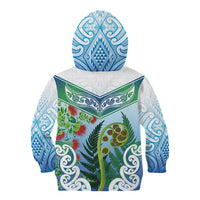 Aotearoa New Zealand Natural Plants Kid Hoodie Pohutukawa with Silver Ferns Koru Frond Maori Tattoos LT03 - Polynesian Pride