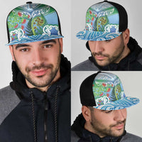 Aotearoa New Zealand Natural Plants Mesh Trucker Cap Pohutukawa with Silver Ferns Koru Frond Maori Tattoos