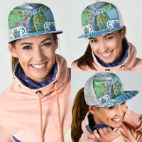 Aotearoa New Zealand Natural Plants Mesh Trucker Cap Pohutukawa with Silver Ferns Koru Frond Maori Tattoos LT03 - Polynesian Pride