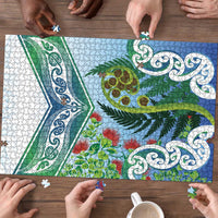 Aotearoa New Zealand Natural Plants Puzzle Pohutukawa with Silver Ferns Koru Frond Maori Tattoos LT03 - Polynesian Pride