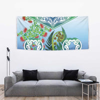 Aotearoa New Zealand Natural Plants Tapestry Pohutukawa with Silver Ferns Koru Frond Maori Tattoos LT03 - Polynesian Pride