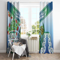 Aotearoa New Zealand Natural Plants Window Curtain Pohutukawa with Silver Ferns Koru Frond Maori Tattoos LT03 - Polynesian Pride