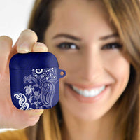New Zealand Sea Animals with Maori Tribal Tattoo AirPods Case Blue Color