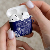 New Zealand Sea Animals with Maori Tribal Tattoo AirPods Case Blue Color