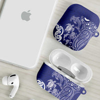 New Zealand Sea Animals with Maori Tribal Tattoo AirPods Case Blue Color