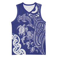 New Zealand Sea Animals with Maori Tribal Tattoo Basketball Jersey Blue Color LT03 Unisex Blue - Polynesian Pride