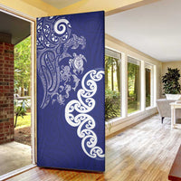 New Zealand Sea Animals with Maori Tribal Tattoo Door Cover Blue Color LT03 - Polynesian Pride
