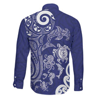 New Zealand Sea Animals with Maori Tribal Tattoo Family Matching Mermaid Dress and Hawaiian Shirt Blue Color LT03 - Polynesian Pride