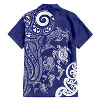 New Zealand Sea Animals with Maori Tribal Tattoo Family Matching Summer Maxi Dress and Hawaiian Shirt Blue Color LT03 - Polynesian Pride