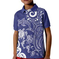 New Zealand Sea Animals with Maori Tribal Tattoo Kid Polo Shirt Blue Color LT03 Kid Blue - Polynesian Pride