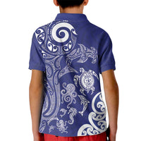 New Zealand Sea Animals with Maori Tribal Tattoo Kid Polo Shirt Blue Color LT03 - Polynesian Pride