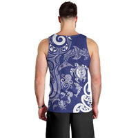 New Zealand Sea Animals with Maori Tribal Tattoo Men Tank Top Blue Color