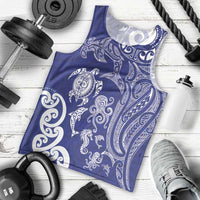 New Zealand Sea Animals with Maori Tribal Tattoo Men Tank Top Blue Color