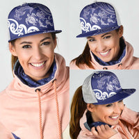 New Zealand Sea Animals with Maori Tribal Tattoo Mesh Trucker Cap Blue Color LT03 - Polynesian Pride