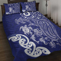 New Zealand Sea Animals with Maori Tribal Tattoo Quilt Bed Set Blue Color LT03 Blue - Polynesian Pride